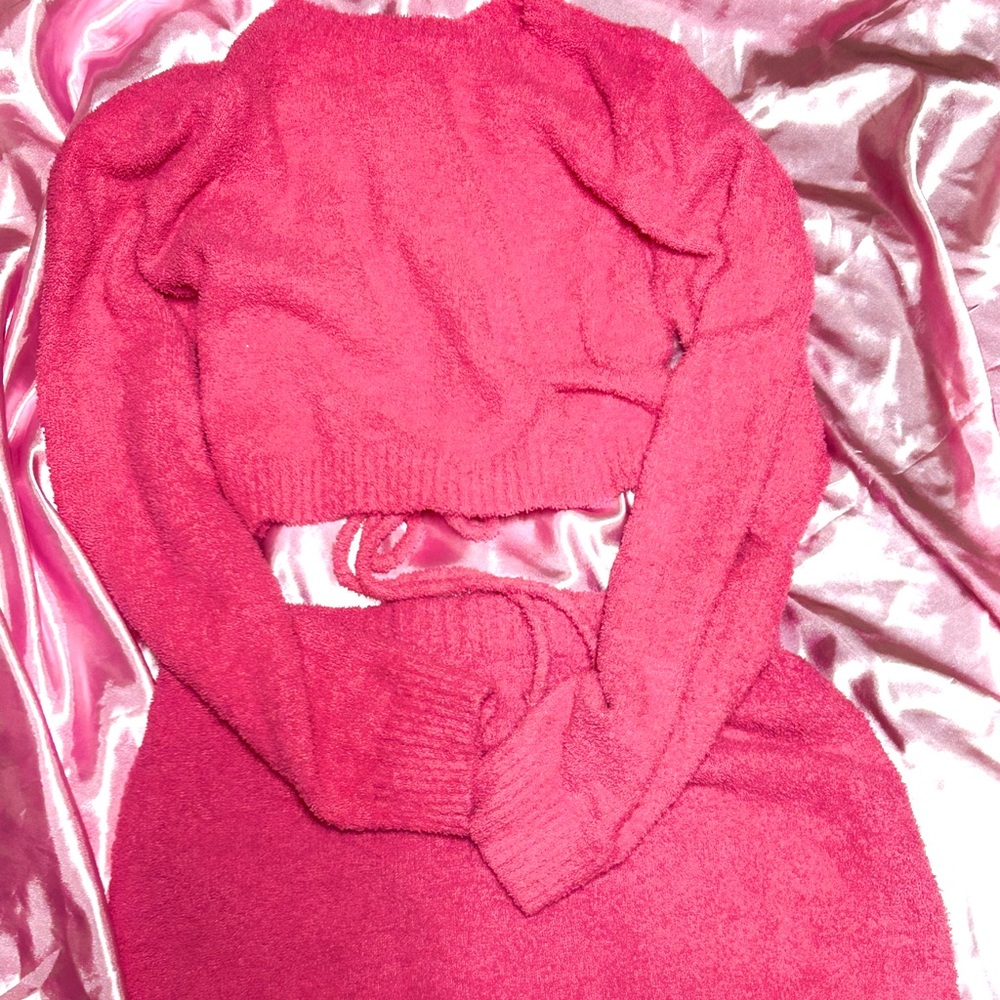 Womens Fuzzy Mini Skirt Set